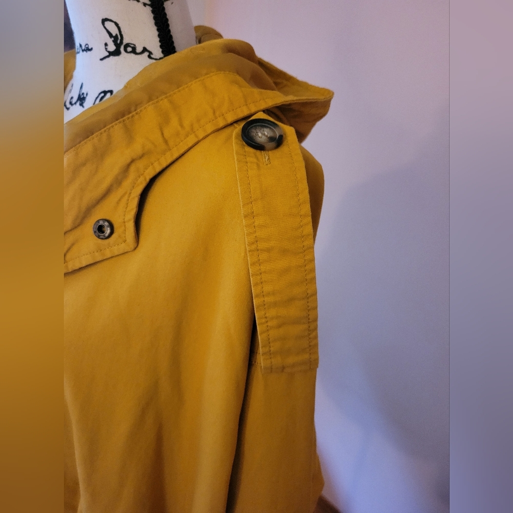 Forever 21 Mustard Yellow Hooded Cargo Jacket, Drawstring Hem, EUC L, Juniors - Picture 6 of 11